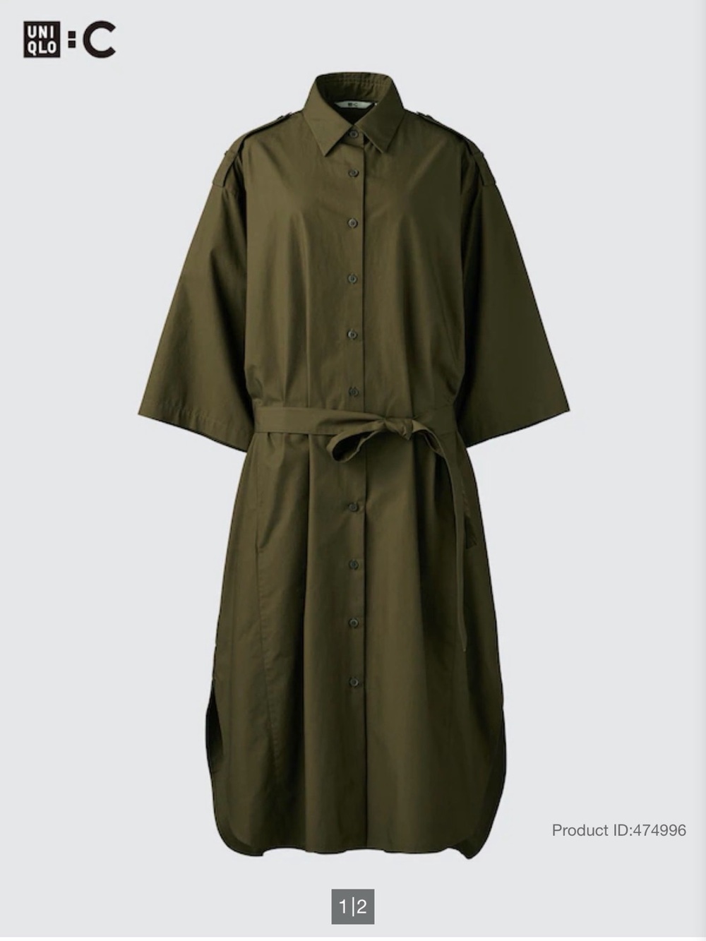 UNIQLO Cotton Oversized Shirt Dress